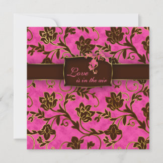 Invitation au mariage élégante Gold Floral Pink Br