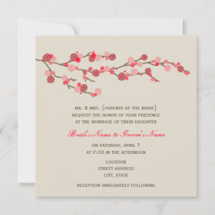Invitation au mariage en fleurs de cerisiers d'aqu