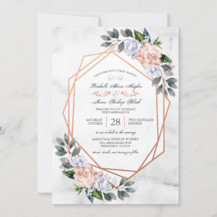 Invitation au mariage floral Rose géométrique