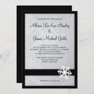 Invitation au mariage hivernal de Snowflake - Noir