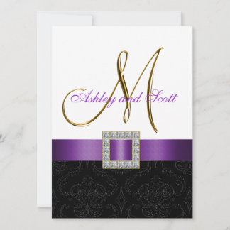 Invitation au mariage initial pour un damas noir v