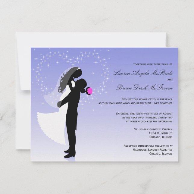 Invitation au mariage officiel Ombre Silhouette pe (Devant)