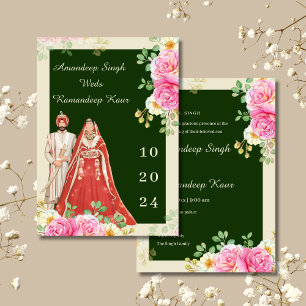 Invitation au mariage sikh faire-part de mariage P