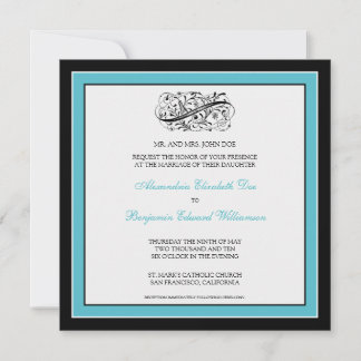Invitation au mariage simple et élégante (noir/aqu