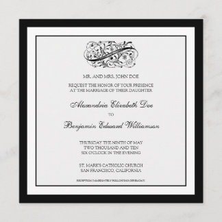 Invitation au mariage simple et élégante (noir/bla