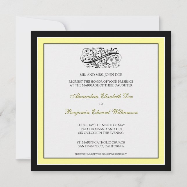 Invitation au mariage simple et élégante (noir/can (Devant)
