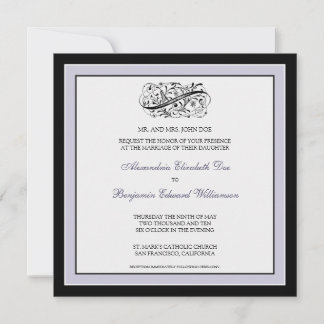 Invitation au mariage simple et élégante (noir/lil