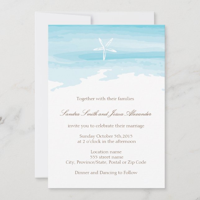 Invitation au mariage sur la plage (Devant)
