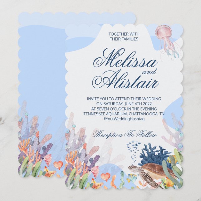 Invitation au mariage sur la plage (Devant / Derrière)