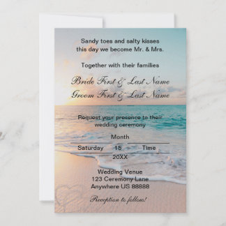 Invitation au mariage sur la plage