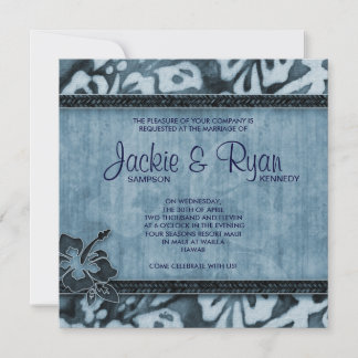 Invitation au mariage sur la plage Hibiscus Blue D