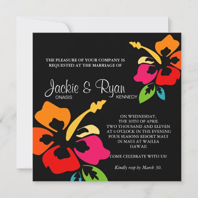 Invitation au mariage sur la plage Hibiscus Fleur  (Devant)