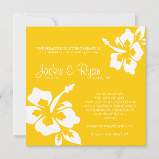 Invitation au mariage sur la plage Hibiscus Jaune 