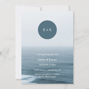 Invitation au mariage sur la plage   Monogramme mi