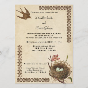 Invitation au mariage sur mesure pour les oiseaux 