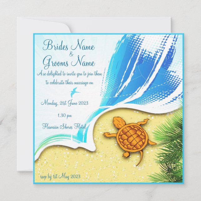 invitation au mariage sur plage (Devant)