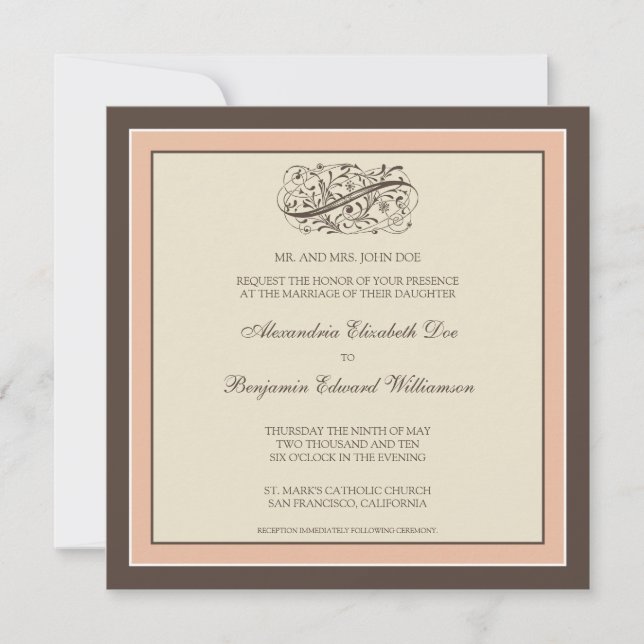 Invitation au mariage tout simple (rose bébé) (Devant)