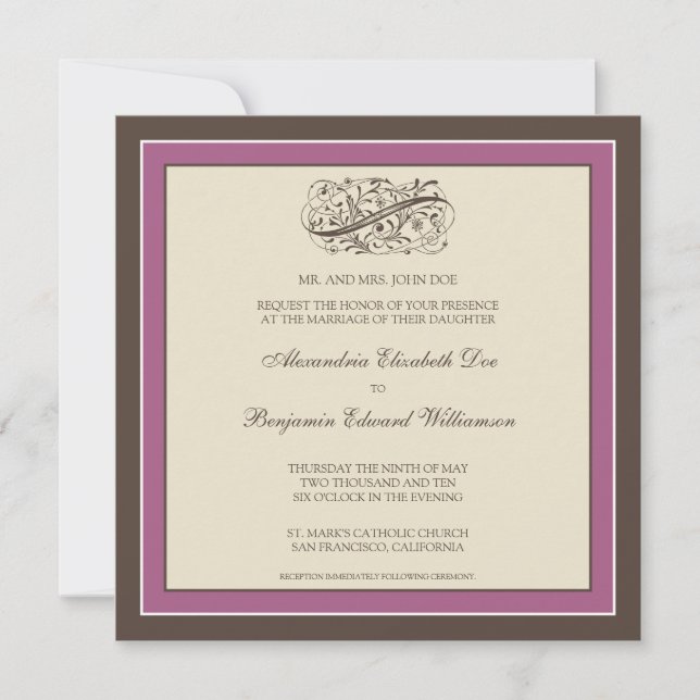 Invitation au mariage tout simple (violet) (Devant)