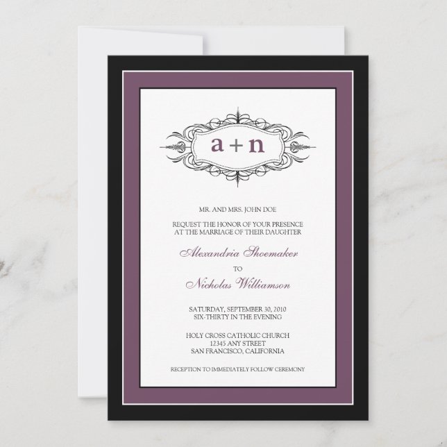 Invitation au mariage tout simplement élégante (au (Devant)