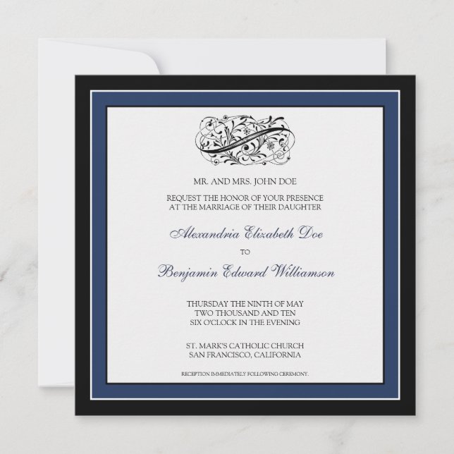 Invitation au mariage tout simplement élégante (no (Devant)