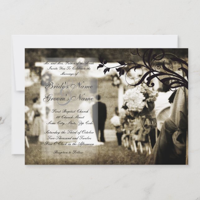 Invitation au mariage vintage (Devant)