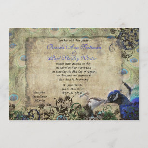 Invitation au mariage vintage de Kissing Peacock