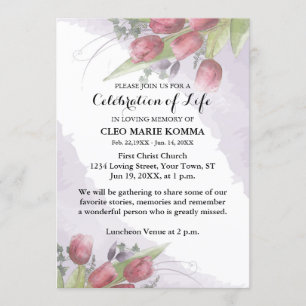 Invitation au mémorial de l'aquarelle rouge Tulip