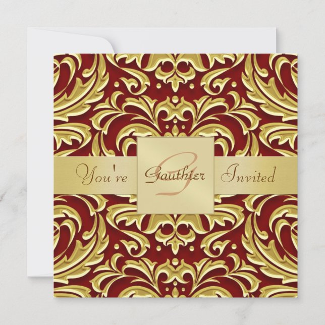 Invitation au monogramme de l'huile de Damas de mé (Devant)