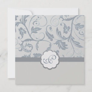 Invitation au monogramme floral à la crème