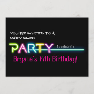 Invitation au néon de partie de club d'éloge de