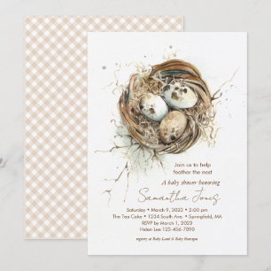 Invitation au nid d'oiseaux de baby shower Woodlan