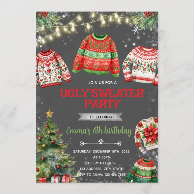 Invitation au Noël au pull moche (Devant)
