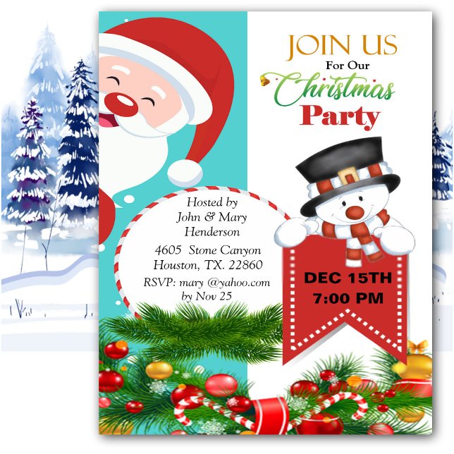 Invitation au Noël de Père Noël qui regarde (Créateur téléchargé)