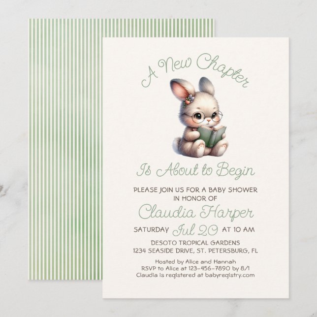 Invitation au nouveau chapitre Baby shower (Devant / Derrière)