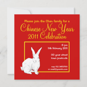 Invitation au Nouvel An chinois rouge lapin