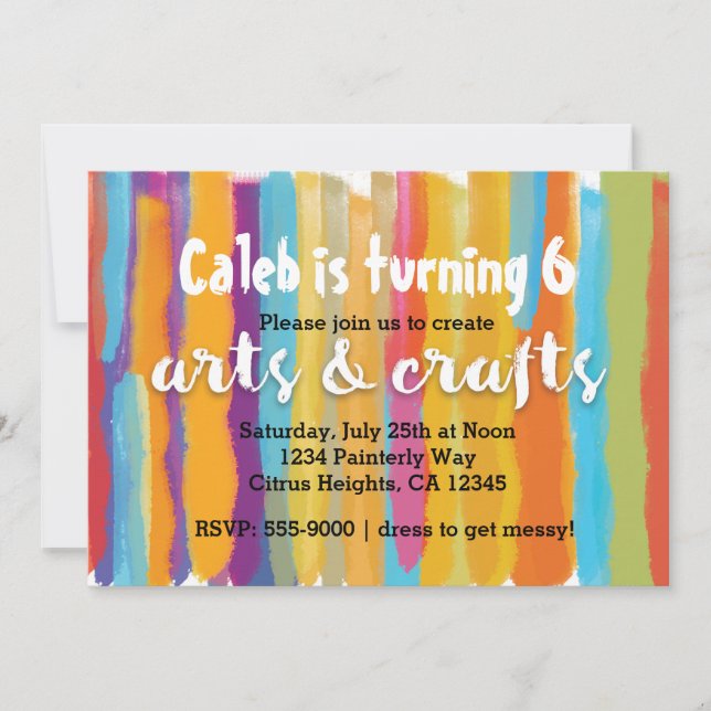Invitation au paint party aquarelle Arts & Crafts (Devant)