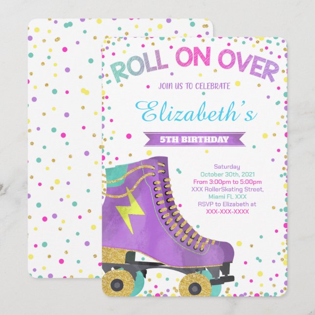 Invitation au patin à roulettes, Invitation d'anni (Devant / Derrière)