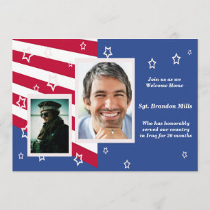 Invitation au Patriotic Party Photo Stars and Stri