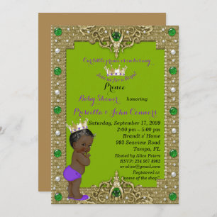 Invitation au petit Baby shower Prince, or, vert