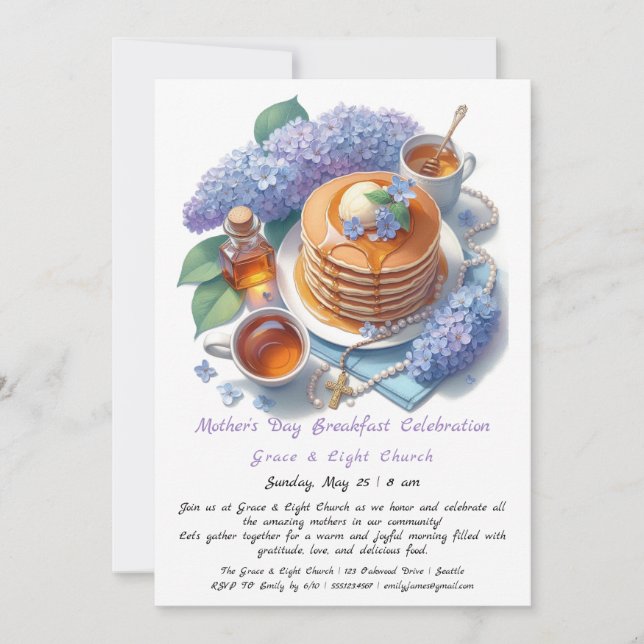 Invitation au petit-déjeuner de la fête des mères  (Devant)