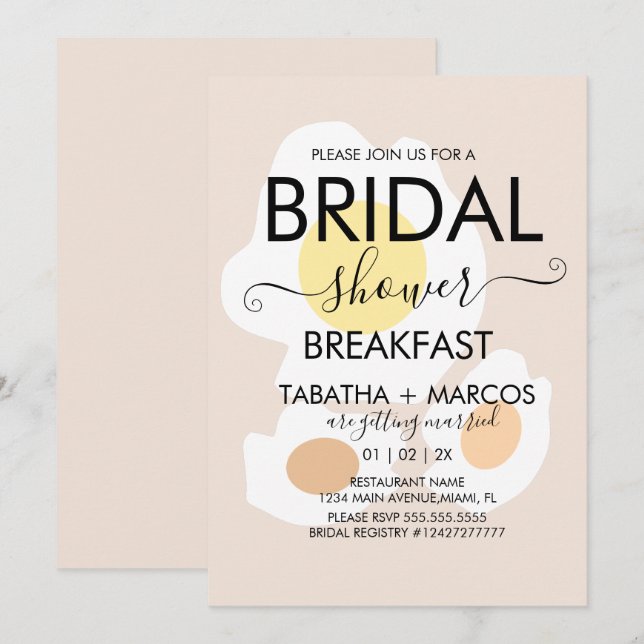Invitation au petit-déjeuner de mariage avec brunc (Devant / Derrière)