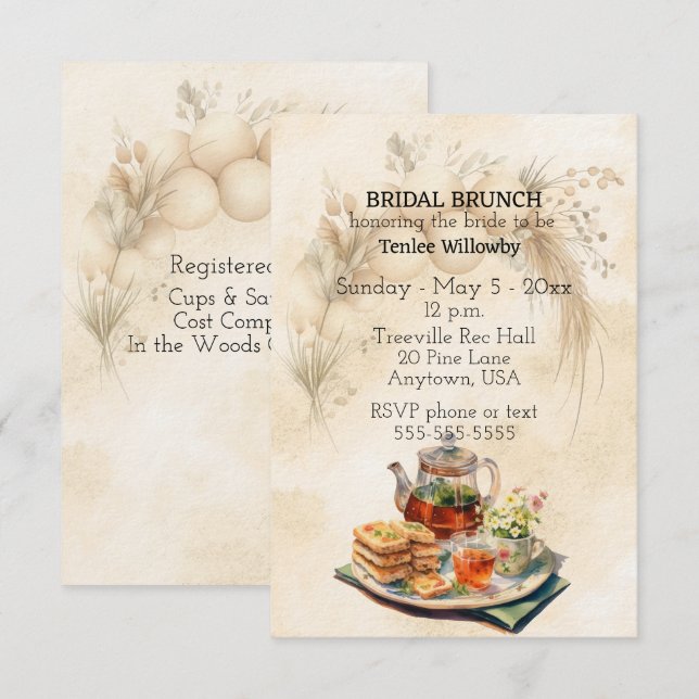 Invitation au petit déjeuner de mariage et à la do (Devant / Derrière)