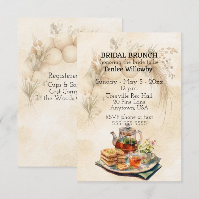 Invitation au petit-déjeuner de mariage et à la do (Devant / Derrière)