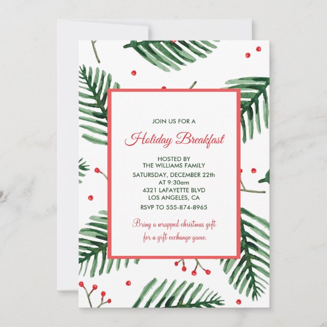 Invitation au petit-déjeuner de Noël Élégant Everg (Devant)