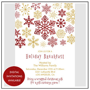 Invitation au petit-déjeuner de Noël Élégants floc