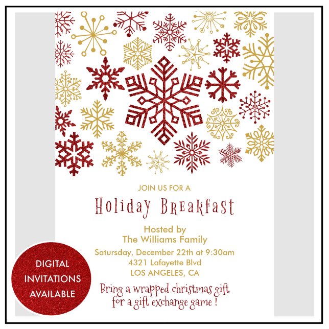 Invitation au petit-déjeuner de Noël Élégants floc (Créateur téléchargé)
