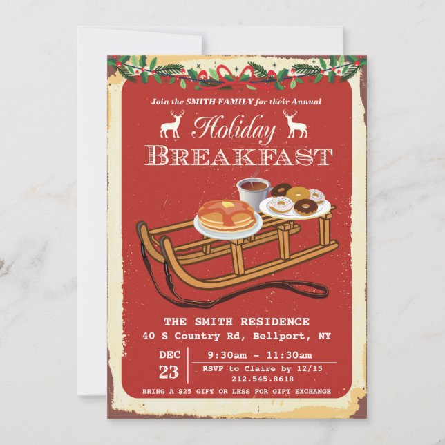 Invitation au petit-déjeuner des fêtes de Noël (Devant)
