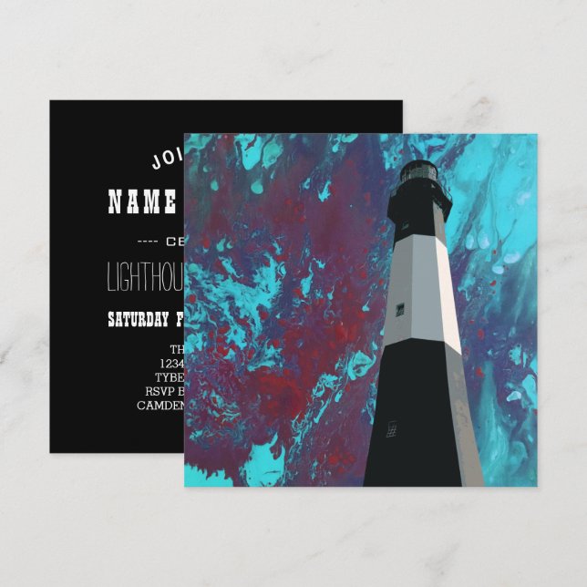invitation au phare de l'île de Tybee (Devant / Derrière)