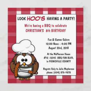 Invitation au pique-nique d'anniversaire Cute Owl