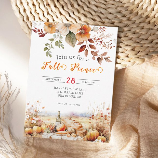 Invitation au pique-nique d'automne de citrouille (Créateur téléchargé)